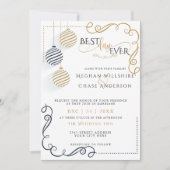 Invitation Baubles de vacances minimaux Noir et Or (Devant)