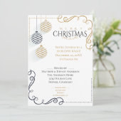 Invitation Baubles de vacances minimaux Noir et Or (Debout devant)