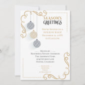 Invitation Baubles de vacances minimaux Noir et Or (Devant)