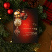 Invitation Baubles d'or rouge Noël