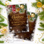 Invitation Baubles d'or rustique Berries Étoiles Noël<br><div class="desc">Baubles d'or rustique, étoiles et baies rouges invitation de noël d'entreprise. Le texte peut être modifié en utilisant à droite le menu "Détails". Pour tout adapter à vos besoins, cliquez sur le bouton "Personnaliser" et vous pouvez modifier le style et la couleur du texte. D'autres couleurs sont disponibles. Veuillez me...</div>