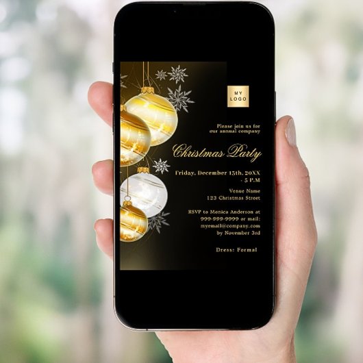 Invitation Baubles en or noir logo de la société