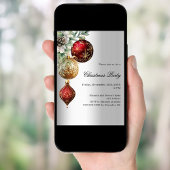 Invitation Baubles en or rouge argent Noël