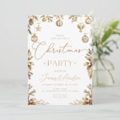 Invitation Baubles Gold Christmas Party (Debout devant)