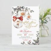 Invitation Baubles minimalistes rustiques pour brunch de Noël (Debout devant)