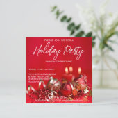 Invitation Baubles rouge et or arrière - plan Vacances (Debout devant)