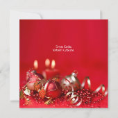 Invitation Baubles rouge et or arrière - plan Vacances (Dos)