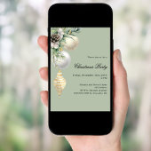 Invitation Baubles verts or blanc Noël