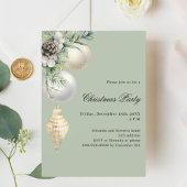 Invitation Baubles verts or blanc Noël