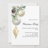 Invitation Baubles verts or blanc Noël (Devant)