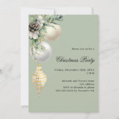 Invitation Baubles verts or blanc Noël (Devant)