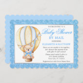 Invitation Baudrier à air chaud Bear Blue Parties scintillant (Devant / Derrière)