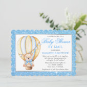 Invitation Baudrier à air chaud Bear Blue Parties scintillant (Debout devant)