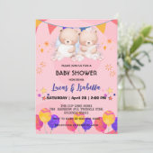 Invitation Baudrier à baudrier à baudrier mignon baby shower (Debout devant)