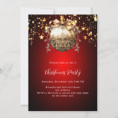 Invitation Baule d'or rouge étoiles vintage Noël (Devant)