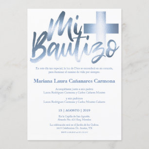 Invitation Bautizo Baptism Espagnol Faux GOLD