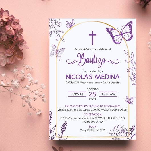 Invitation Bautizo Bautizo Invitacion Papillons Baptême