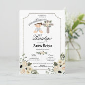 Invitation Bautizo Boy Charro en argent blanc mexi (Debout devant)