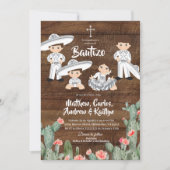 Invitation Bautizo de frère et soeur Charro en argent mexicai (Devant)