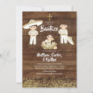 Invitation Bautizo de frère ou sœur de cactus mexicain rustiq