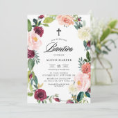 Invitation Bautizo de la couronne florale de Bourgogne et de (Debout devant)