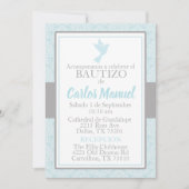 Invitation Bautizo Espagne Baptême Bleu Silver Dove (Devant)