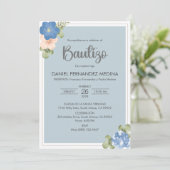 Invitation Bautizo Espagnol Invitacion Fleurs Bleues Baptême (Debout devant)