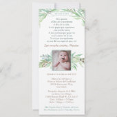 Invitation Bautizo Espagnol Pour Garçon, Printemps Feuille ve (Devant)