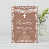 Invitation Bautizo espagnol Terracotta Papel Picado (Debout devant)