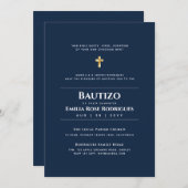 Invitation Bautizo Español Bilingüe Moderne Élégant Ingles (Devant / Derrière)