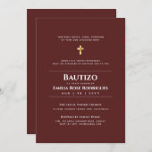 Invitation Bautizo Español Bilingüe Moderne Élégant Ingles (Devant / Derrière)