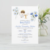 Invitation Bautizo Invitacion Angel garçon mignonne fleurs Ba (Debout devant)