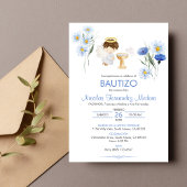 Invitation Bautizo Invitacion Angel garçon mignonne fleurs Ba
