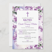 Invitation Bautizo Invitación Baptism mignon Fleurs violettes (Devant)