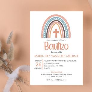 Invitation Bautizo Invitacion Catholique Pastel Arc-en-ciel B