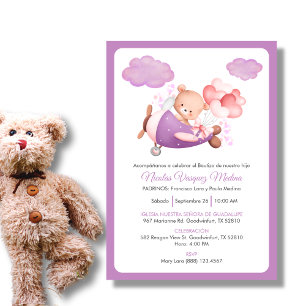 Invitation Bautizo Invitacion Cheerful Teddy Baptême Garçon