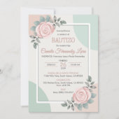 Invitation Bautizo Invitacion Cute Rose Fleurs Baptême (Devant)