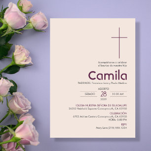 Invitation Bautizo Invitacion Élégant minimaliste Baptême