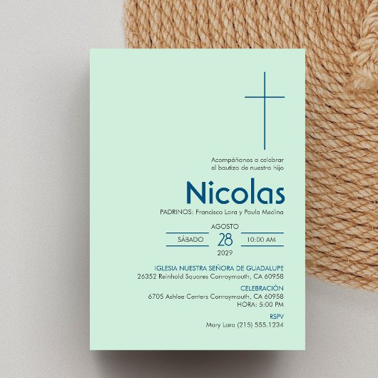 Invitation Bautizo Invitacion Élégant minimaliste Baptême