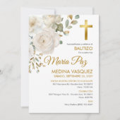 Invitation Bautizo Invitacion Elégante Fleurs Blanches Baptêm (Devant)
