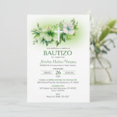 Invitation Bautizo Invitacion Elégante Fleurs Blanches Baptêm (Debout devant)