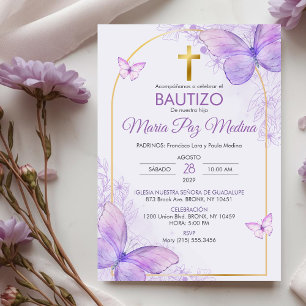 Invitation Bautizo Invitacion en espagnol Baptême Papillons