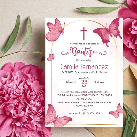 Invitation Bautizo Invitacion en espagnol Baptême Papillons