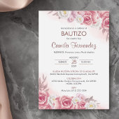 Invitation Bautizo Invitacion en espagnol Baptême rose Fleurs