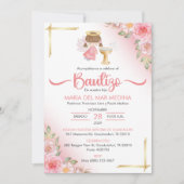 Invitation Bautizo Invitacion Fleurs mignonnes Fille Angel Ba (Devant)