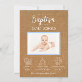 Invitation Bautizo Invitacion for boys Catholic Cute Baptism (Devant)
