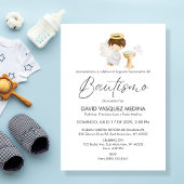 Invitation Bautizo Invitacion mignon GARÇON Angel Simple Bapt