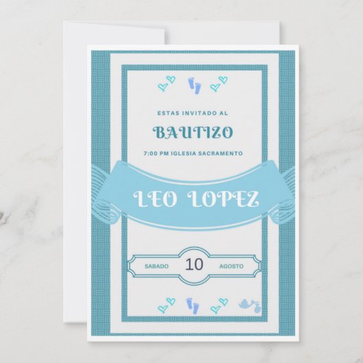 Invitation Bautizo Invitacion niño (Devant)