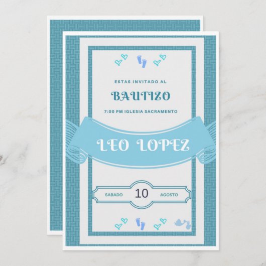 Invitation Bautizo Invitacion niño (Devant / Derrière)