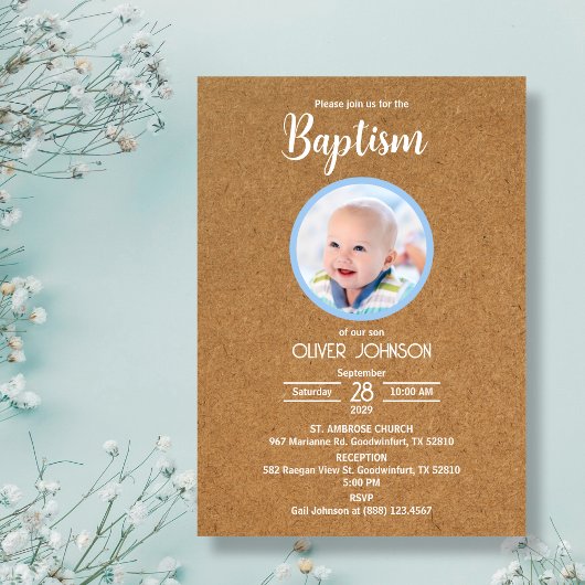 Invitation Bautizo Invitacion Photo Bébé garçon ou fille Bapt